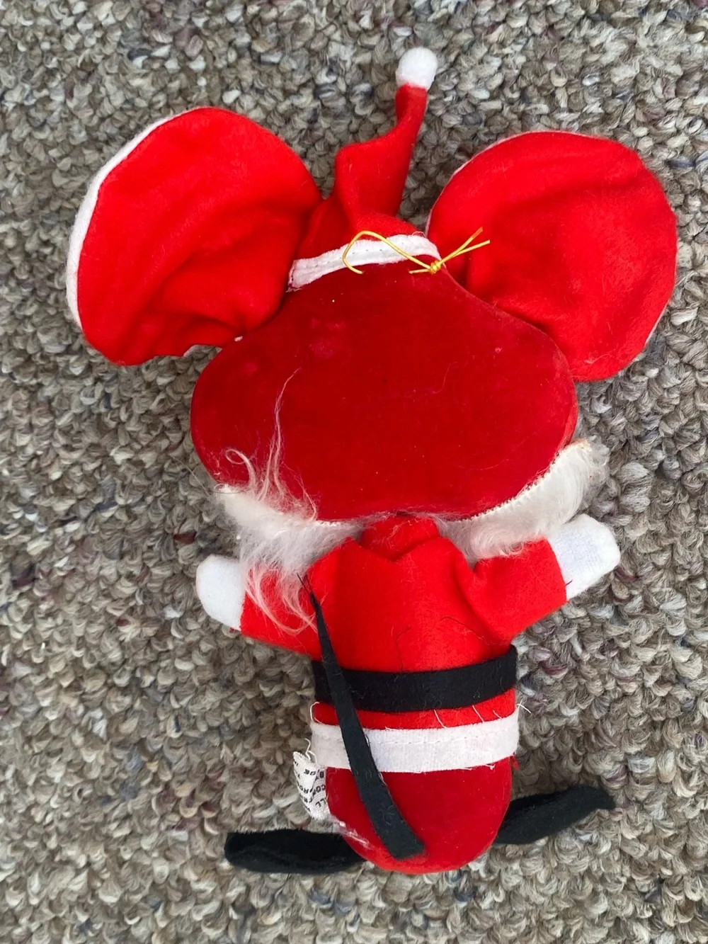 Vintage Santa Mouse 8” Posable Big Ears Mouse Felt And Fur MCM Japan